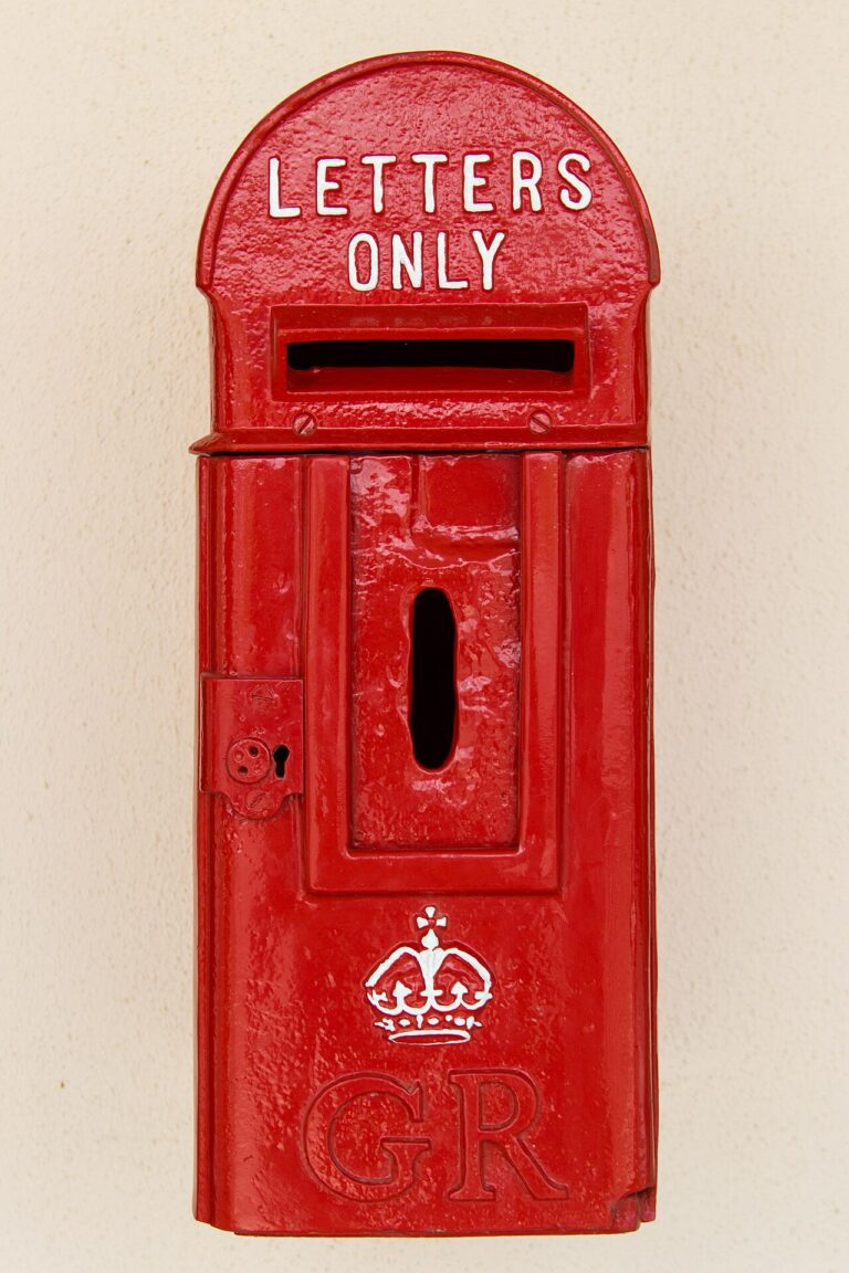 Historic red letter box marked Letters Only