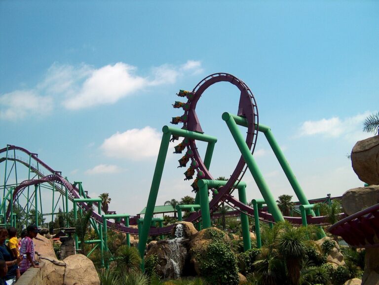 Looping roller coaster track at Gold Reef City