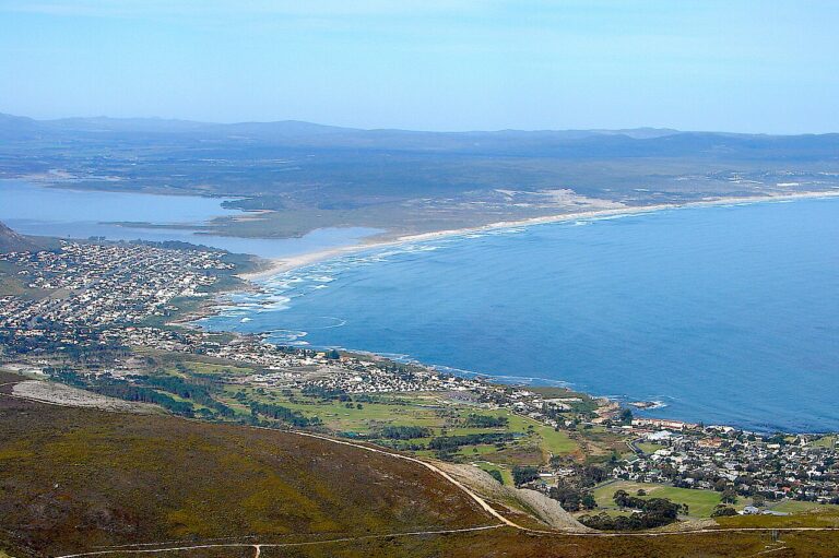 Walker Bay coastline with a river estuary and long beach